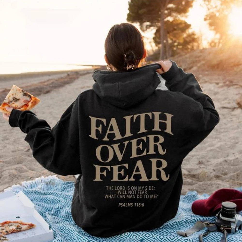 Faith Over Fear Christian Hoodie Christian Sweatshirt Jesus Hoodie Trendy Hoodie Bible Verse Shirt Unisex Aesthetic Clothes - Flex Verona