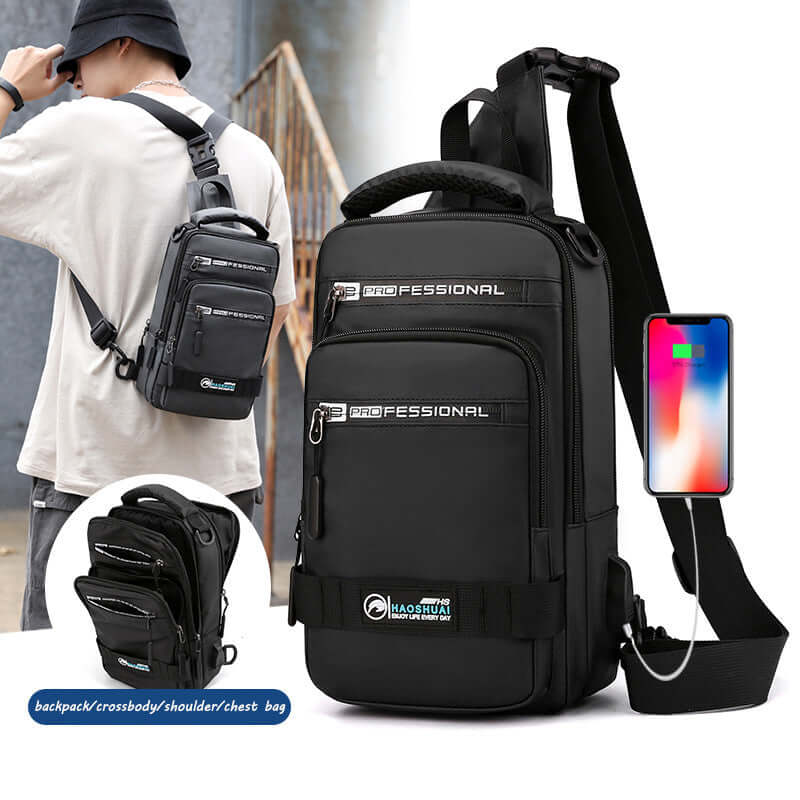 Backpack Crossbody Shoulder Bag With USB Charging Port Chest Bags Pack - Flex Verona