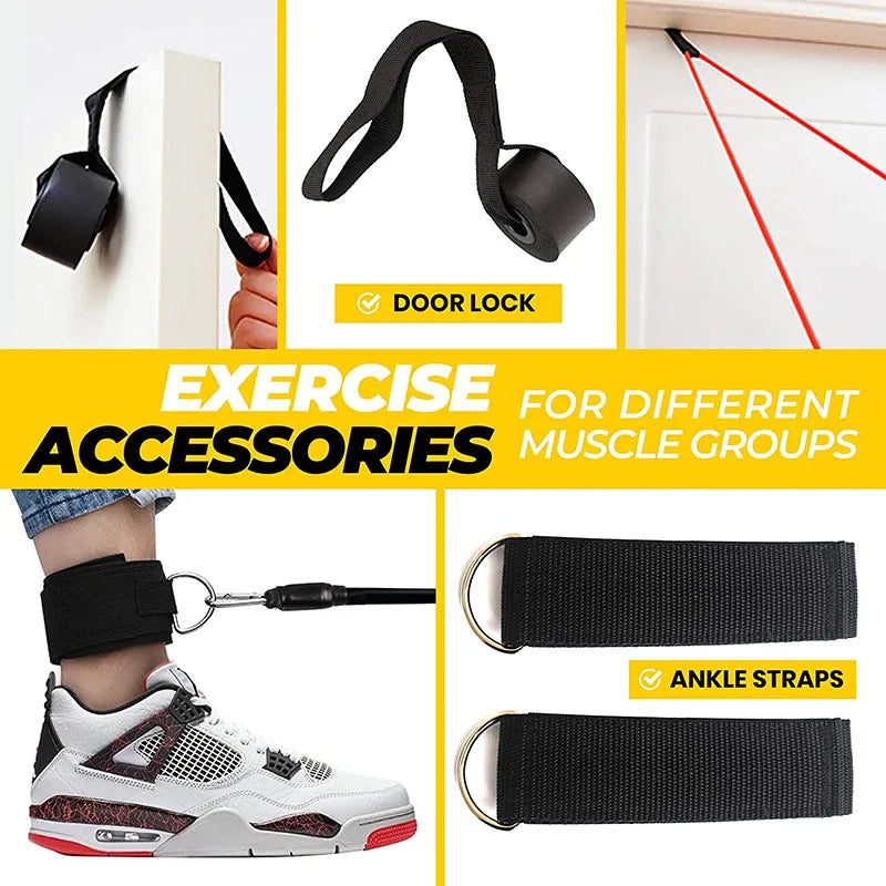 11 Set Pull Rope, Resistance Bands, Portable Fitness Equipment, Ankle Strap, Chest Expander, Elastic Exercise Band - Flex Verona