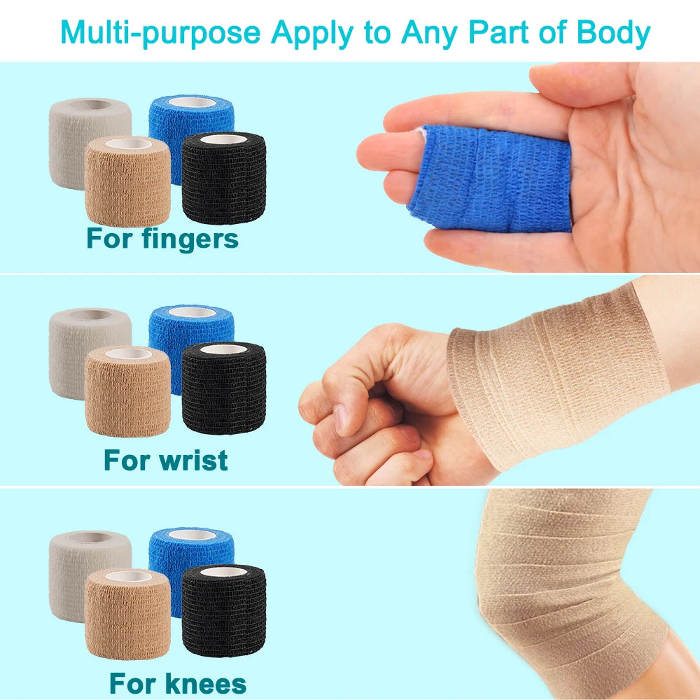10 Rolls Athletic Wrap Tape Self Adhesive Elastic Bandage Elastoplast Sports Protector Knee Finger Shoulder Tattoo Accessories - Flex Verona