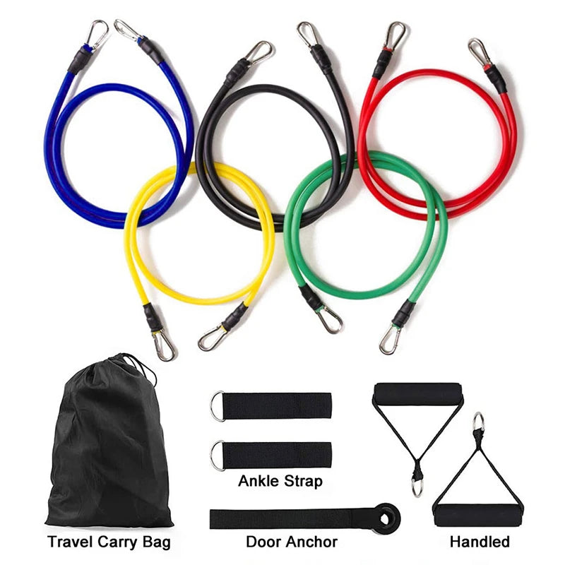 11 Set Pull Rope, Resistance Bands, Portable Fitness Equipment, Ankle Strap, Chest Expander, Elastic Exercise Band - Flex Verona