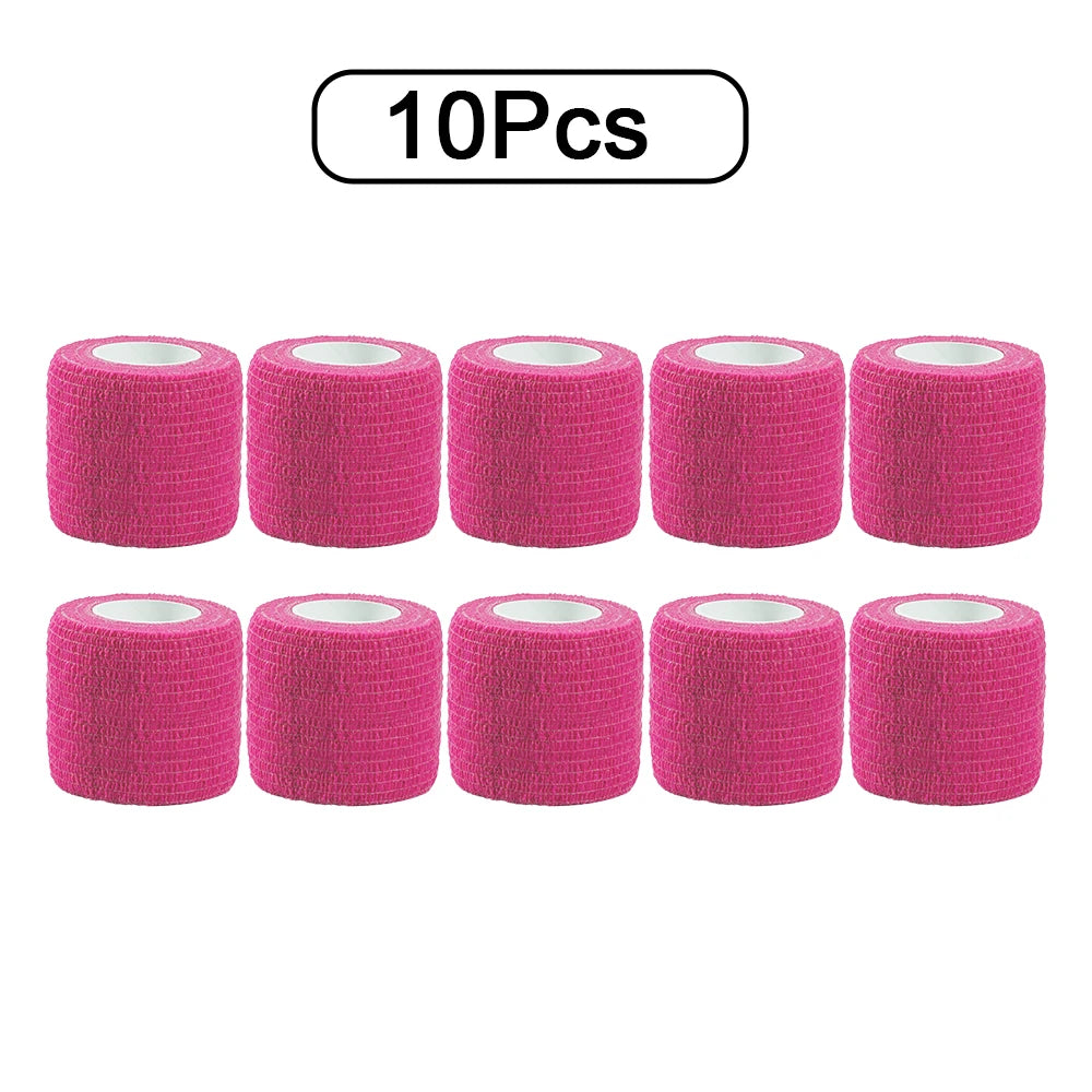 10 Rolls Athletic Wrap Tape Self Adhesive Elastic Bandage Elastoplast Sports Protector Knee Finger Shoulder Tattoo Accessories - Flex Verona