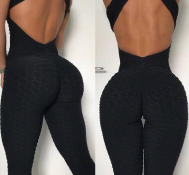 Yoga Jumpsuit Cross Design Backless Tracksuit Full Bodysuit - Flex Verona