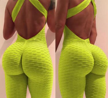 Yoga Jumpsuit Cross Design Backless Tracksuit Full Bodysuit - Flex Verona