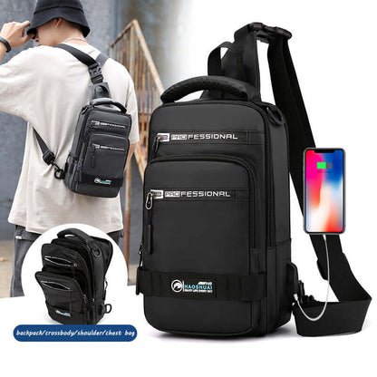 Backpack Crossbody Shoulder Bag With USB Charging Port Chest Bags Pack - Flex Verona