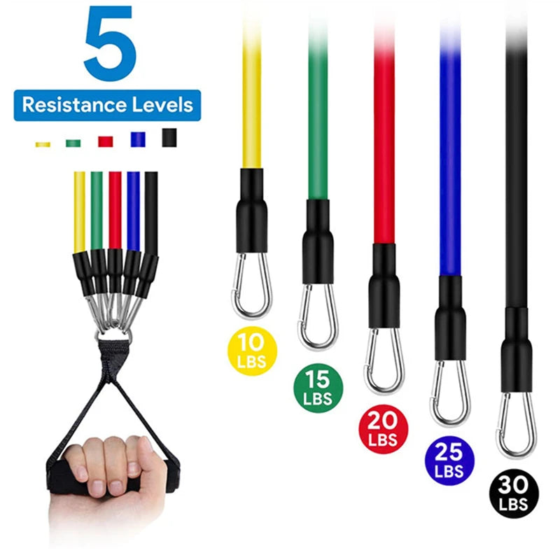 11 Set Pull Rope, Resistance Bands, Portable Fitness Equipment, Ankle Strap, Chest Expander, Elastic Exercise Band - Flex Verona