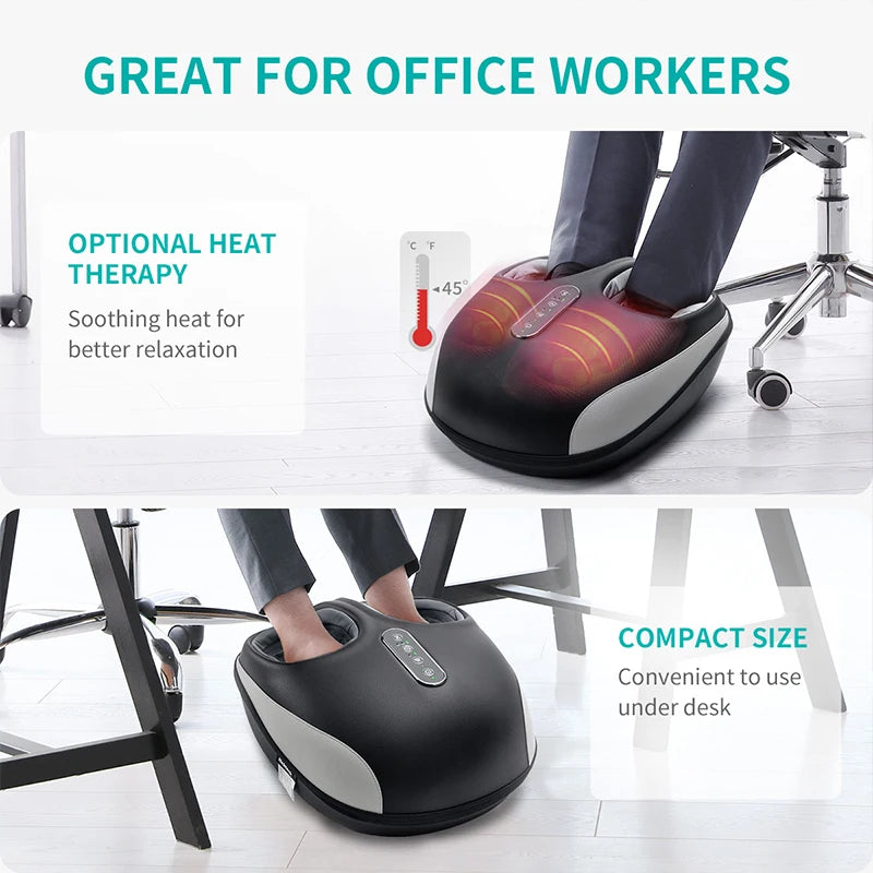 Foot Massager Machine Deep Kneading with Heat Air Compression Roller Vibration Massage - Flex Verona