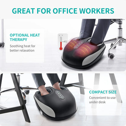 Foot Massager Machine Deep Kneading with Heat Air Compression Roller Vibration Massage - Flex Verona