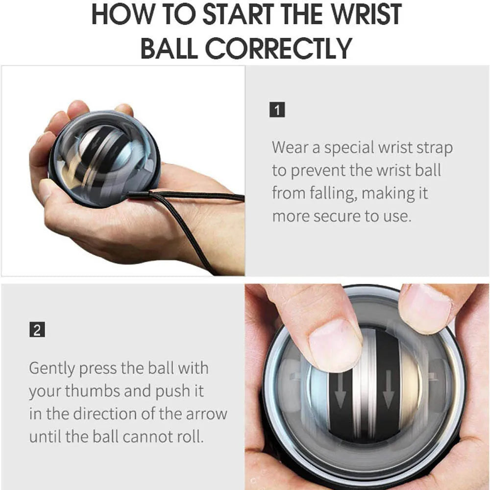Wrist Power Ball Auto-Start Grip Ball Strengthener Gyroscopic Arm Gyro Hand ball Home Fitness Forearm Exerciser - Flex Verona